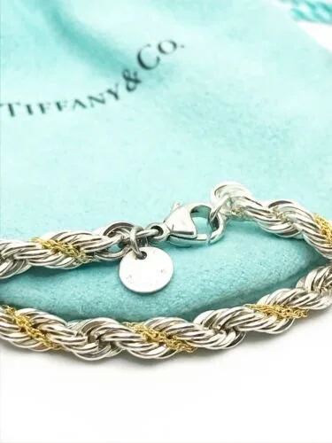 Tiffany & Co. 18KYG & SS Twist Rope Chain Necklace 24